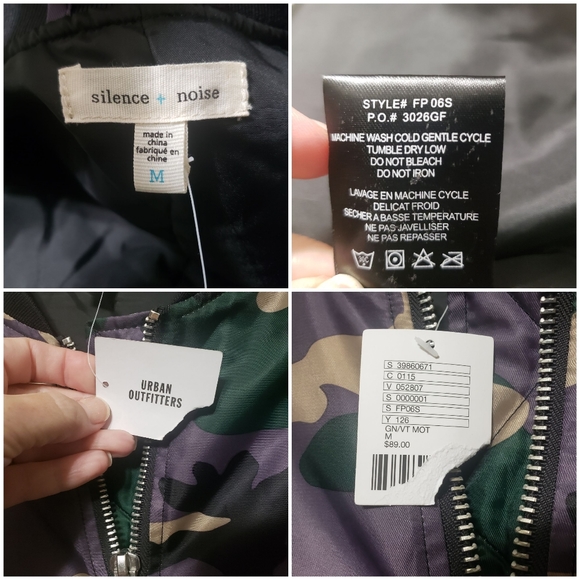 UO+ Silence & Noise NWT Sz M Rita Camo Bomber Jacket - Picture 12 of 14